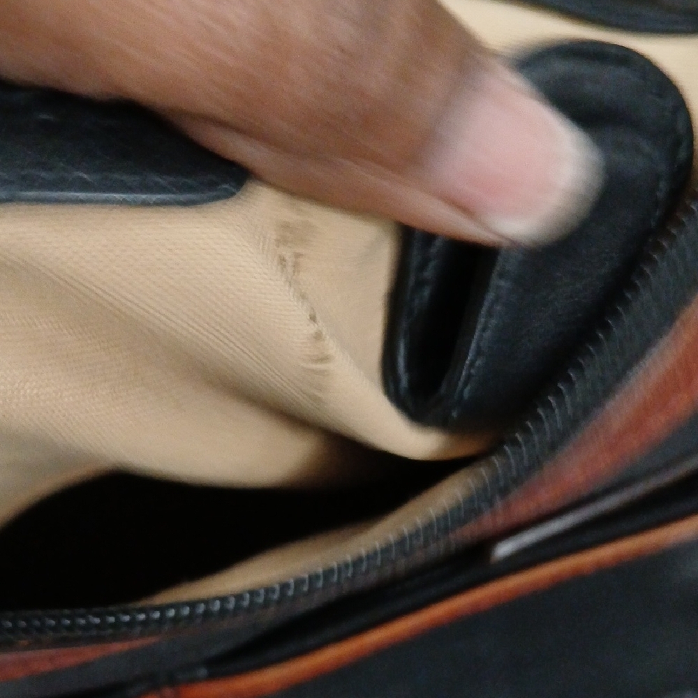 Derek Alexander Black Shoulder Hobo Bag with Brown Trim - Picture 7 of 13